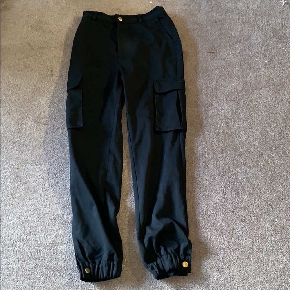 Black trendy cargo pants - never worn